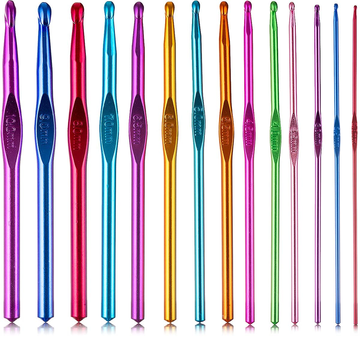 HASTHIP Metal 12pcs Aluminum Crochet Hooks Set,Small to Large 2mm-8mm,Round Blunt Yarn Knitting Needles Tool Kit HASTHIP Metal 12pcs Aluminum Crochet Hooks Set,Small to Large 2mm-8mm,Round Blunt Yarn Knitting Needles Tool Kit